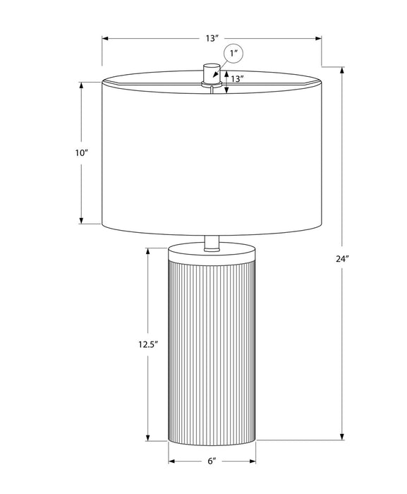 24\" Black Concrete with Gold Accent Table Lamp with Ivory Shade