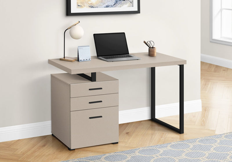 Clayton 47.25\" Reversible Office Desk with 3-Drawers - Taupe