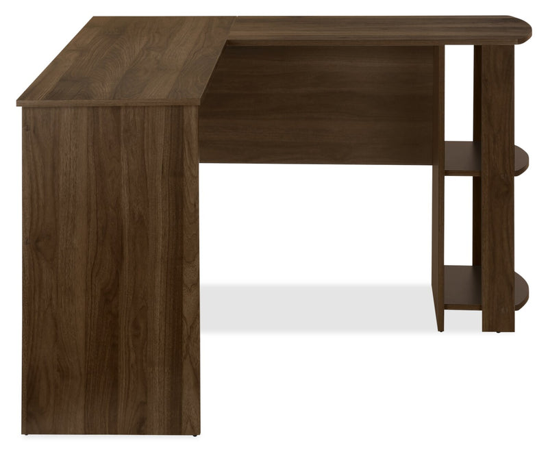 Eason 47\" L-Shaped Office Desk with Shelf - Walnut