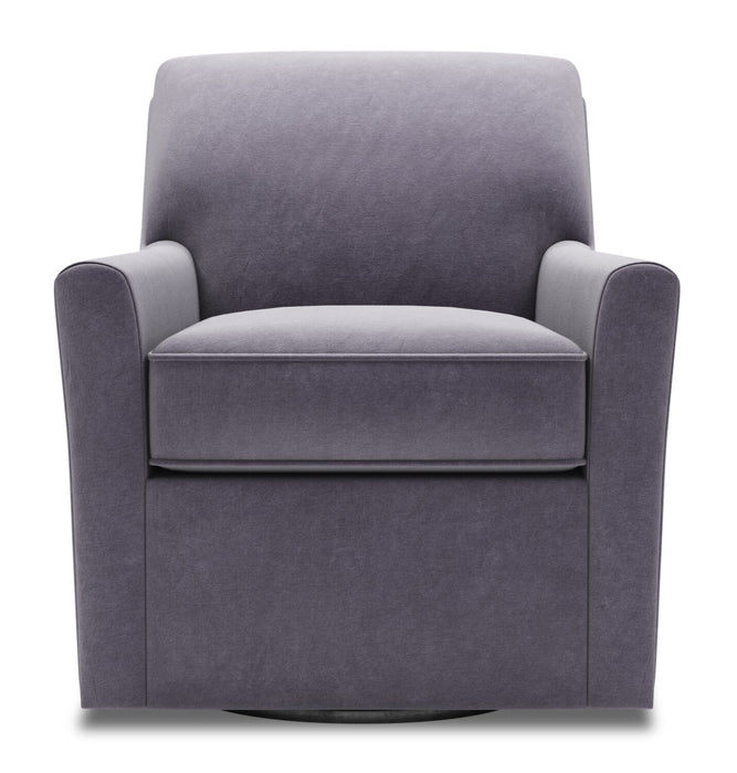 Made in Canada Sofa Lab Customizable Swivel 31\" Velvet Fabric Accent Chair - Granite Grey