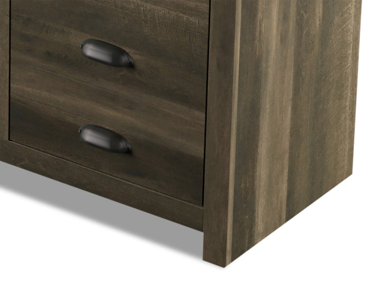 Haven 64\" Rustic Electric Fireplace TV Stand with Storage and Cable Management for TVs up to 70\"- Brown