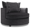 Made in Canada Sofa Lab Customizable Cuddler 48\" Chenille Fabric Accent Chair - Luxury Charcoal Grey