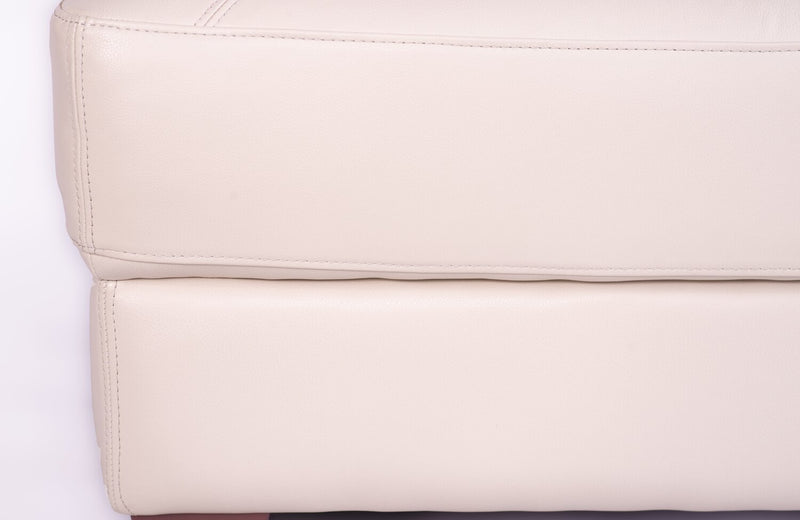 Chateau d'Ax Vita 44\" 100% Genuine Leather with Diamond Pattern Stitching and Wood Legs - Smoke White