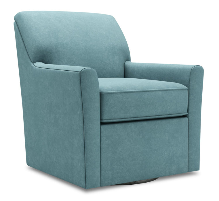 Made in Canada Sofa Lab Customizable Swivel 31\" Velvet Fabric Accent Chair - Sea Blue
