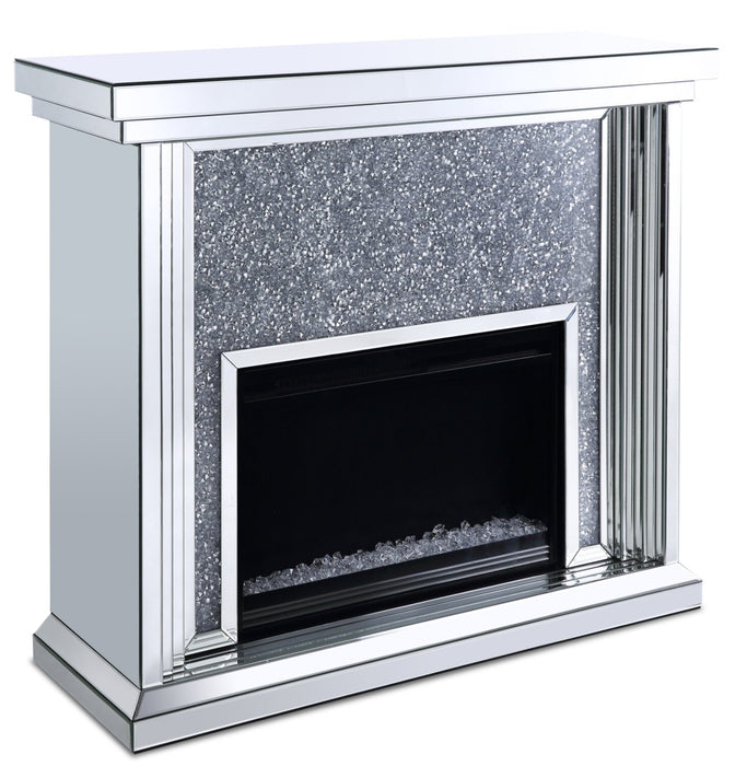 Flint 47.4\" Glam Electric Fireplace - Silver and Glass