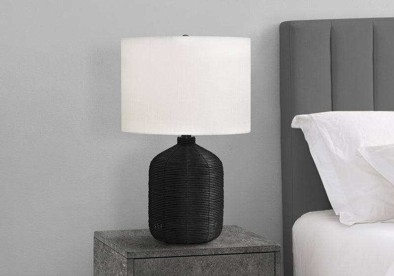 23\" Black Rattan Table Lamp