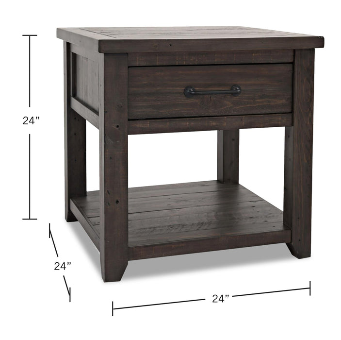 Morgan 24\" Rustic End Table with Storage and Shelf - Dark Brown with Reclaimed Wood