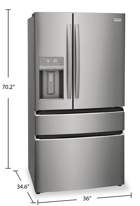 Frigidaire Gallery 36\" 26.3 Cu. Ft. Standard-Depth 4-Door French-Door Refrigerator - Smudge-Proof® Stainless Steel - GRMS2773AF