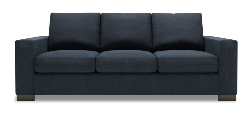 Made in Canada Customizable Sofa Lab Track 85\" Linen-Look Fabric Sofa Bed with Track Arms -  Luna Sailor Blue