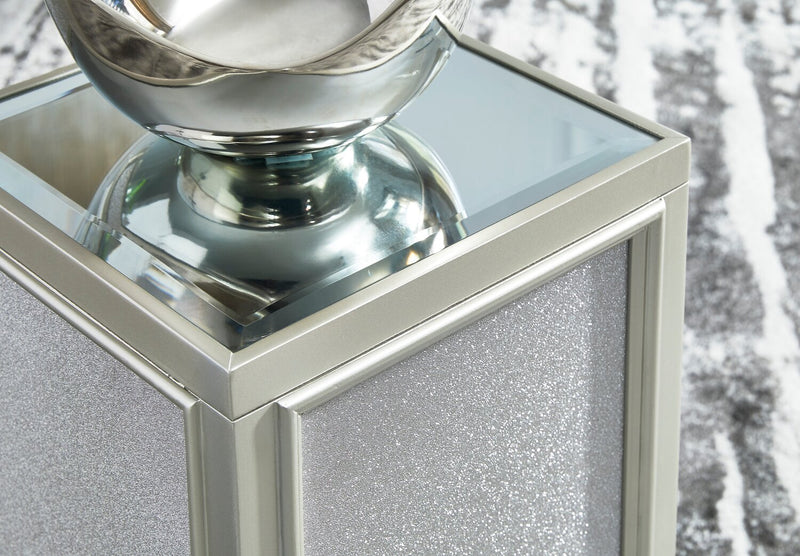 Enrica 16.13\" Glam Square Glass Top End Table - Silver Finish 