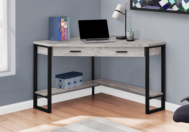 Christiana 42\" Corner Office Desk with Drawer - Grey