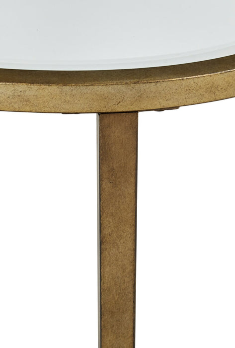 Copia 22\" Traditional Oval Glass Top End Table - Silver and Gold with Metal Base