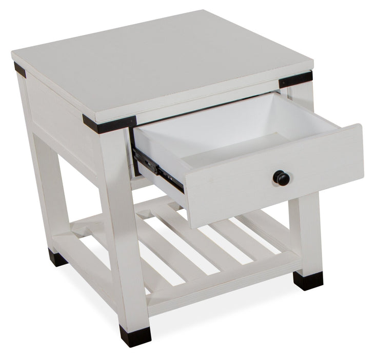 Harper 24\" Modern End Table with Storage and Shelf - White Pine