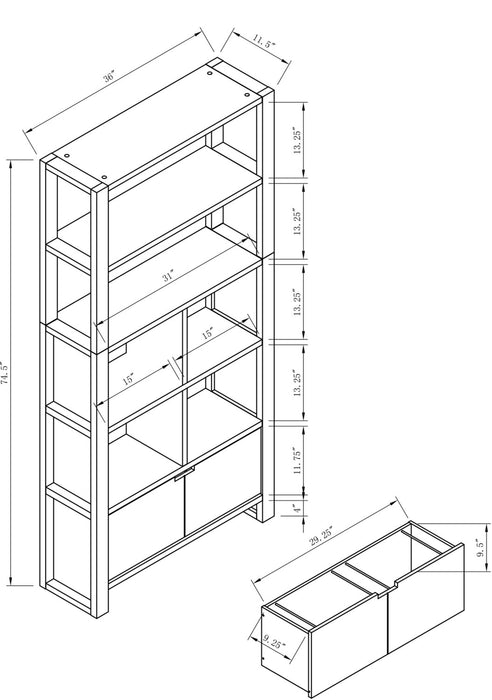 Oscar Owen 36\" Bookcase with Drawer & 6 Shelves - Espresso