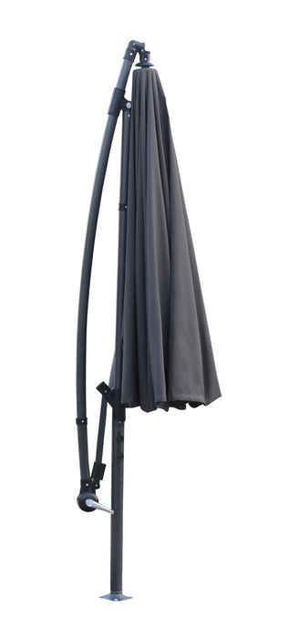 Shanghai Outdoor Patio Umbrella - 114\" W x 75\"H, Weather Resistant Aluminum & Fibreglass, Hand Crank - Charcoal