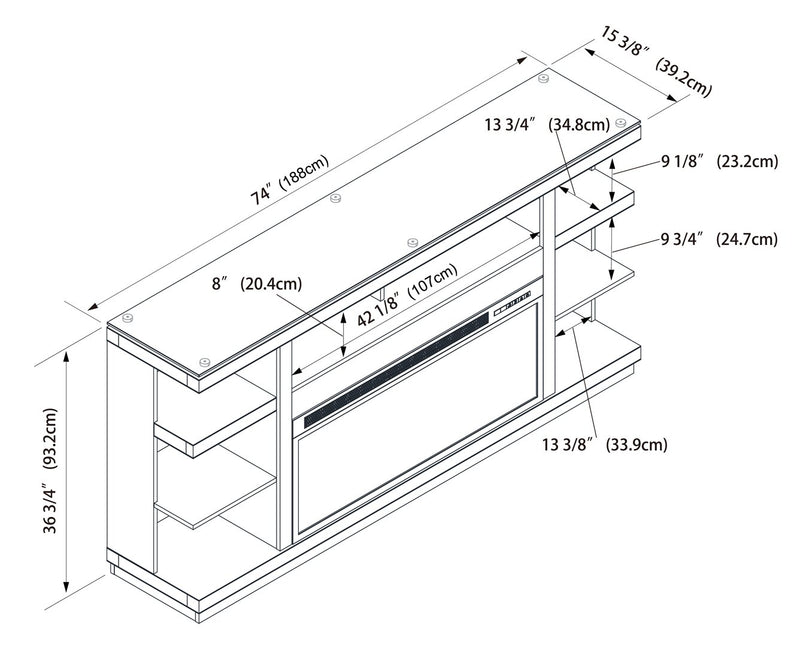Axel 74\" 3-Piece Entertainment Centre with Electric Fireplace and Storage for TVs up to 85\"- Taupe
