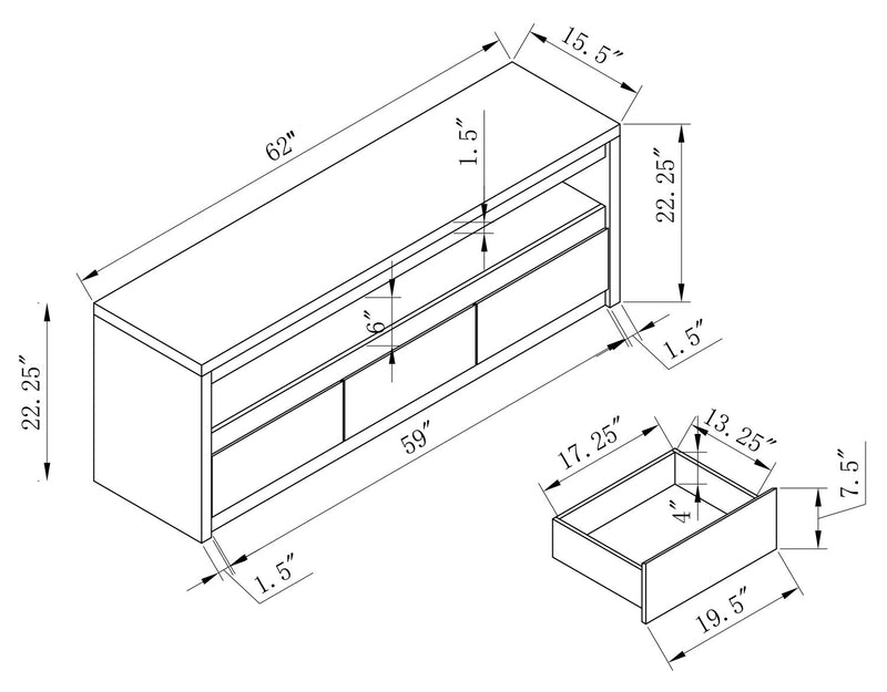 Walker 98.5\" 3-Piece Entertainment Centre with Storage and Cable Management for TVs up to 70\"- Distressed Grey