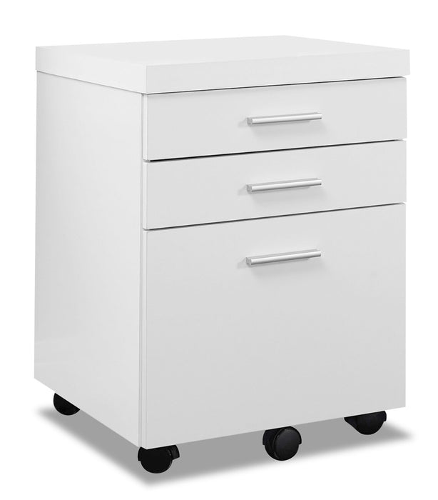 Bruno 18.25\" 3-Drawer Filing Cabinet - White