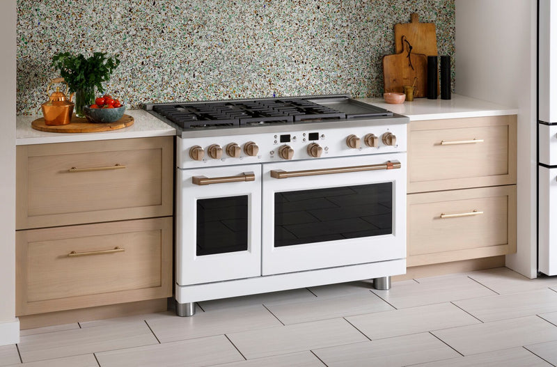 Cafe 8.25 Cu. Ft. Smart Dual Fuel Range with True European Convection and Self Clean Racks - Matte white - C2Y486P4TW2