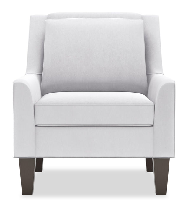 Made in Canada Sofa Lab Customizable Club 29\" Linen-Look Fabric Accent Chair with Wood Legs - Pax Ice White