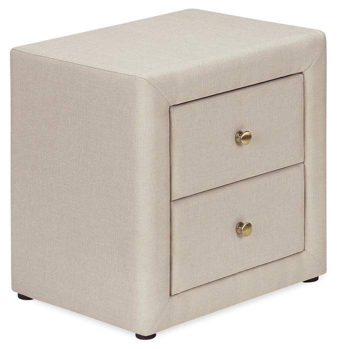 Zara Upholstered Bedside 2-Drawer Nightstand, 20.5\"W x 20.75\"H - Beige