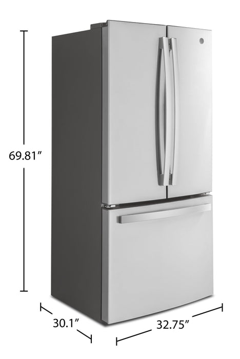 GE 33\" 18.6 Cu. Ft. French-Door Refrigerator - Stainless Steel Fingerprint Resistant  - GWE19JYLFS