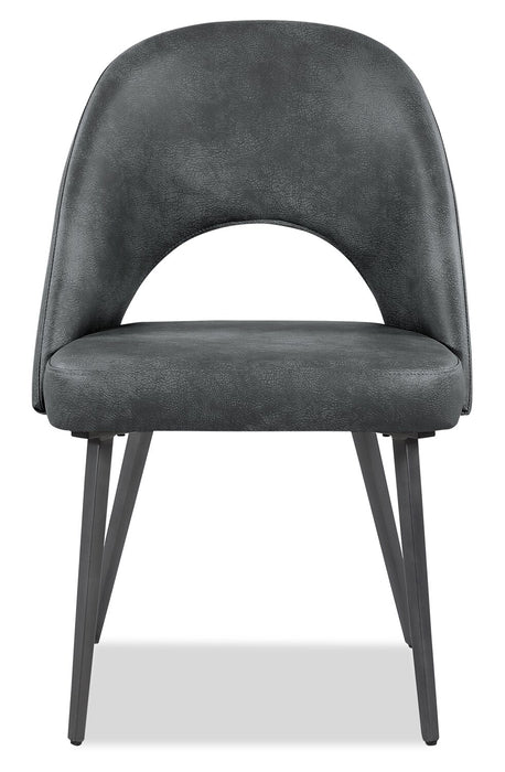 Kort & Co. Bay Dining Chair with Vegan Leather Fabric, Metal - Charcoal