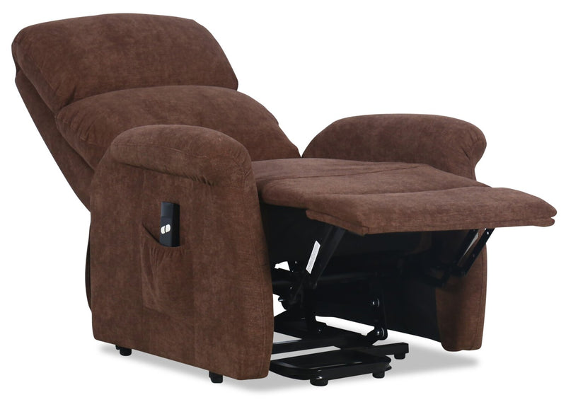 Ruben 32\" Chenille Fabric Power Lift Reclining Chair - Chocolate Brown