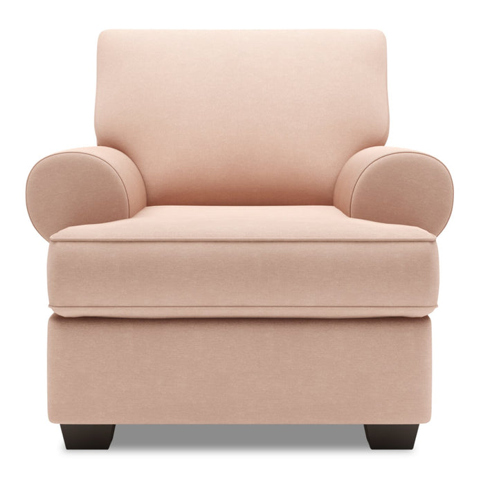 Made in Canada Sofa Lab Customizable Roll 42\" Linen-Look FabricChair with Rolled Arms - Pax Rose Pink
