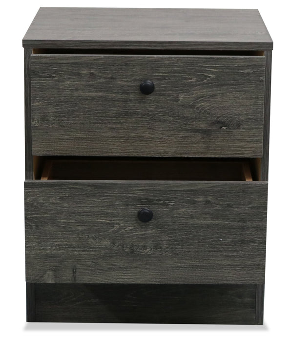 Hart Bedside 2-Drawer Nightstand, 18.4\"W x 22.2\"H, Made in Canada - Grey
