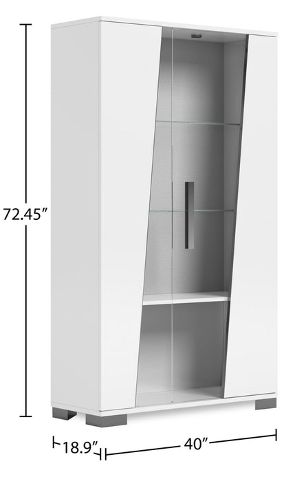 Raia Dining Curio with Storage & Glass Display Shelves - Made in Italy, Modern, 40\"W - White