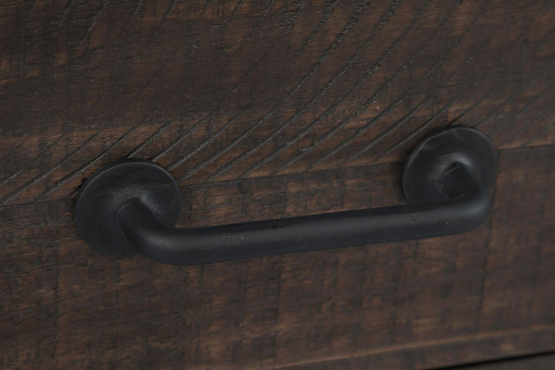 Morgan 48\" Rustic Coffee Table With Storage, Shelf and Casters - Dark Brown with Reclaimed Wood