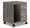 Willis 17.75\" Filing Cabinet with 2-Drawers & Open Storage on Casters - Dark Taupe 