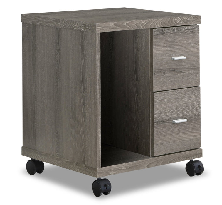 Willis 17.75\" Filing Cabinet with 2-Drawers & Open Storage on Casters - Dark Taupe 