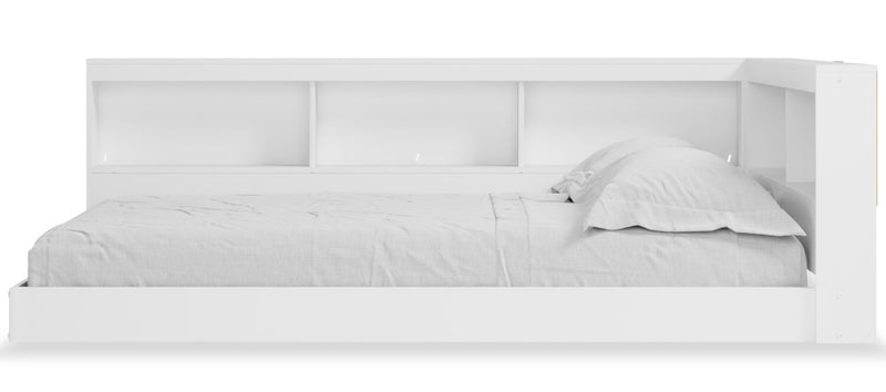 Wolf Platform Bookcase Bed for Kids, White - Full Size