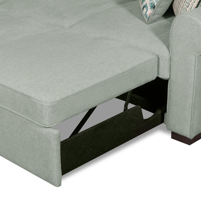 Scott Living Haven 2-Piece Right-Facing Chenille Fabric Sleeper Sectional - Seafoam Blue