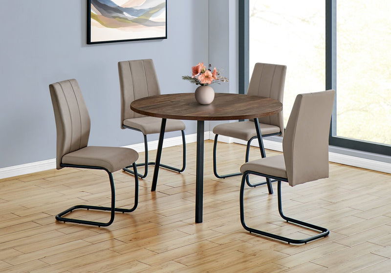 Heath Dining Chair with Vegan-Leather Fabric, Metal - Taupe