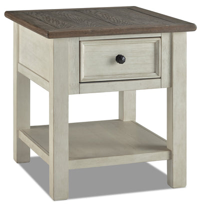 Colby End Table  - Rustic style End Table in Weathered oak and antique white