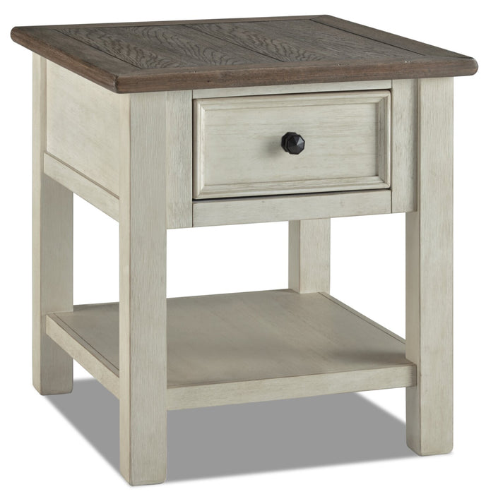 Colby 24\" Rustic End Table with Storage and Shelf - Two Tone Wood