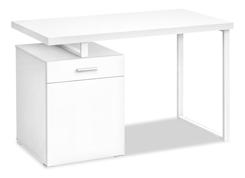 Remi 47.25\" Reversible Office Desk with Drawer & Cabinet - White
