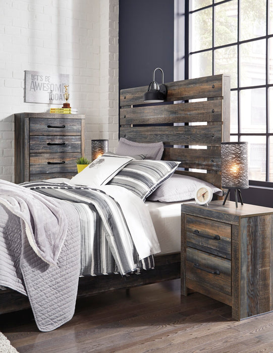 Abby Panel Headboard with LED Light & USB Ports, Brown - Full Size