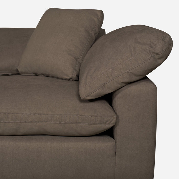 Eclipse Modular 86\" Linen-Look Fabric Loveseat with Reversible Feather Down Cushions - Slate Brown