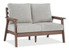 Nome Outdoor Patio Loveseat - High Density Plastic & Nuvella Fabric, UV & Weather Resistant - Brown/Beige