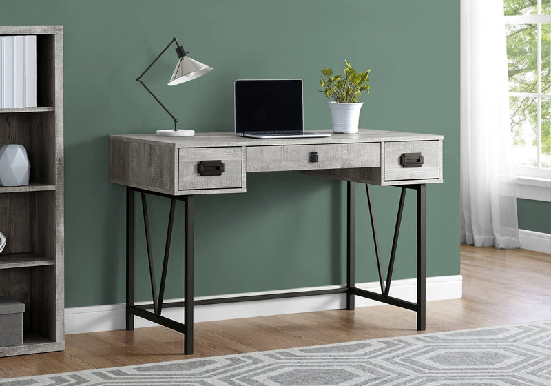 Reuben 47.25\" Office Desk with 3-Drawers - Grey