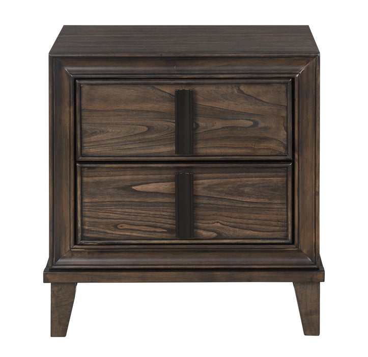 Kane 6pc Bedroom Set with Storage Bed, Dresser, Mirror & Nightstand, Vegan Leather, Brown - King Size