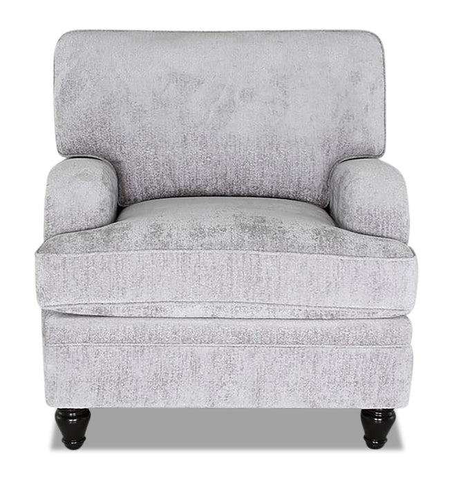 Made in Canada Bellmont 38\" Chenille Fabric Chair with Wood Legs - Platinum Grey