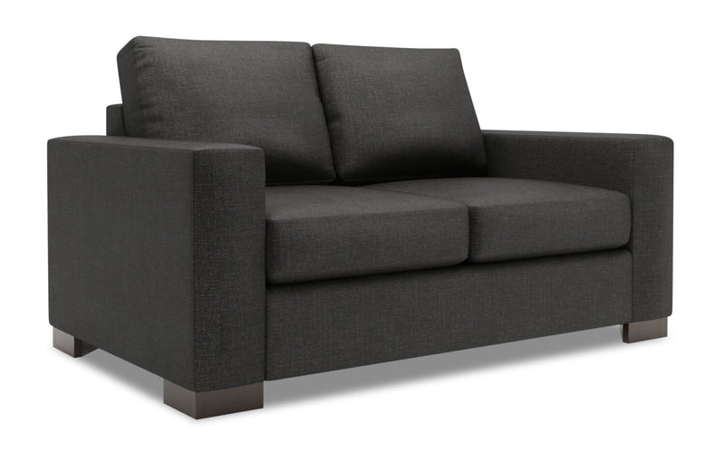Made in Canada Customizable Sofa Lab Track  62\" Linen-Look Fabric Loveseat with Track Arms - Luna Kohl Grey
