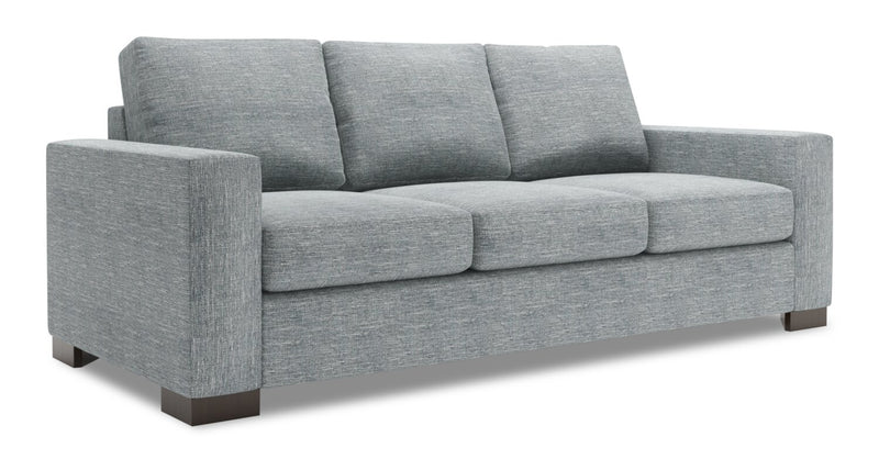 Made in Canada Customizable Sofa Lab Track 85\" Linen-Look Fabric Sofa with Track Arms - Luna Pewter Grey