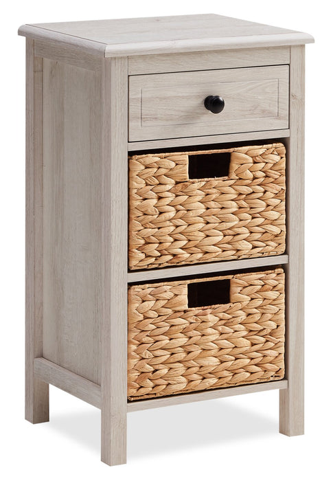 Jon 15.5\" Chairside Table with 2 Baskets & Drawer - White Oak
