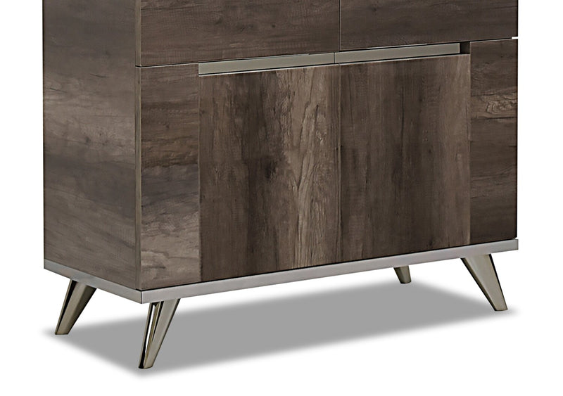 Gino Dining Curio with Storage & Glass Display Shelves - Made in Italy, Modern, 42\"W - Brown